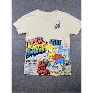 The Simpsons T-Shirt Mens Medium Cream El Barto Graffiti Short Sleeve Casual Tee